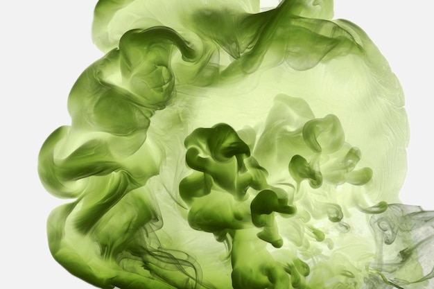 Green smoke abstract background acrylic paint underwater explosion