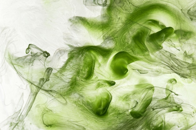 Green smoke abstract background acrylic paint underwater explosion