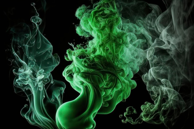 Green smoke on the black background