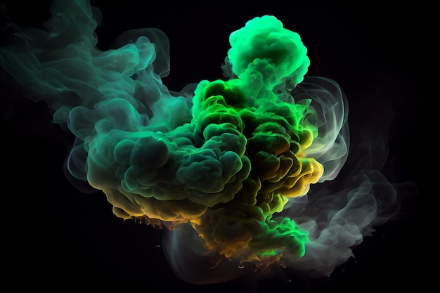 Green smoke explosion on a black backgroundgenerative ai