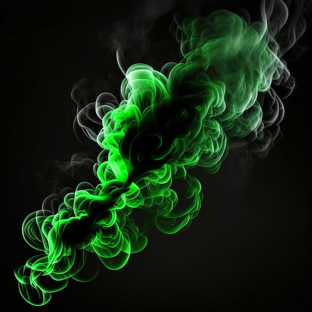 Green smoke spread on the black background