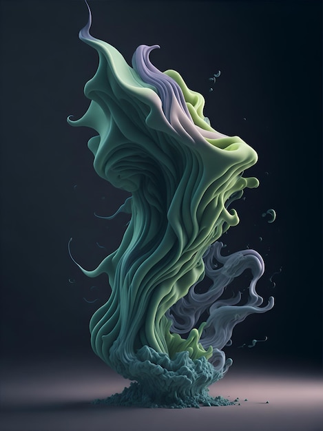 A green smoke wave with a light background