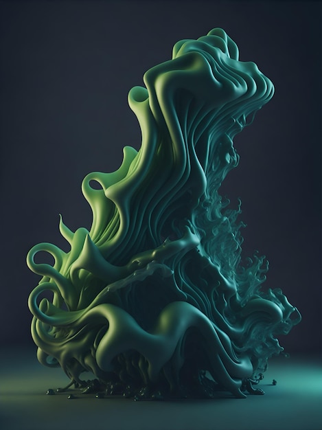 A green smoke wave with a light background