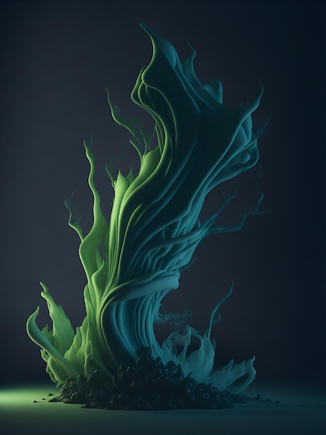 A green smoke wave with a light background