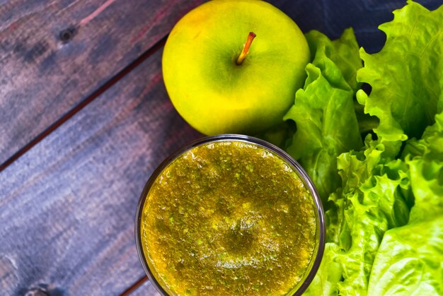 Green smoothie in glass