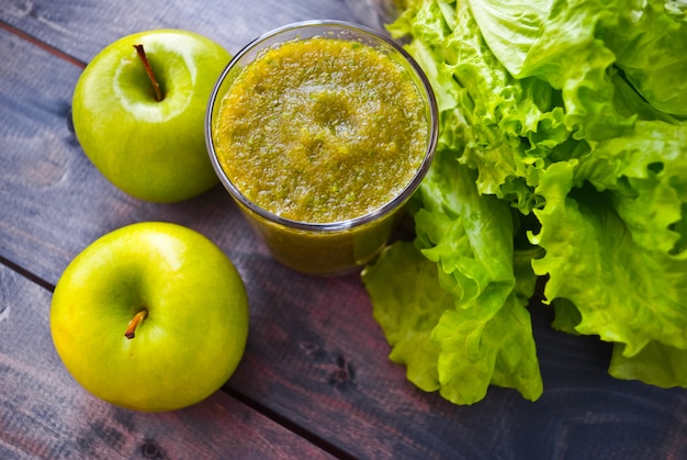 Green smoothie in glass