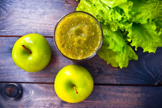 Green smoothie in glass