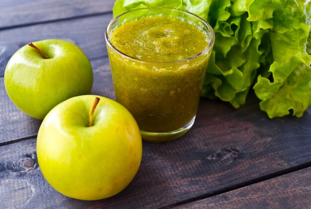 Green smoothie in glass