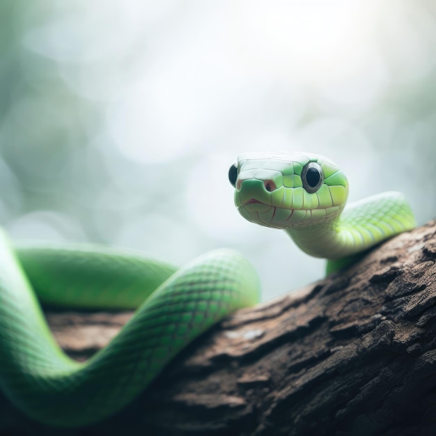 green snake on a branch