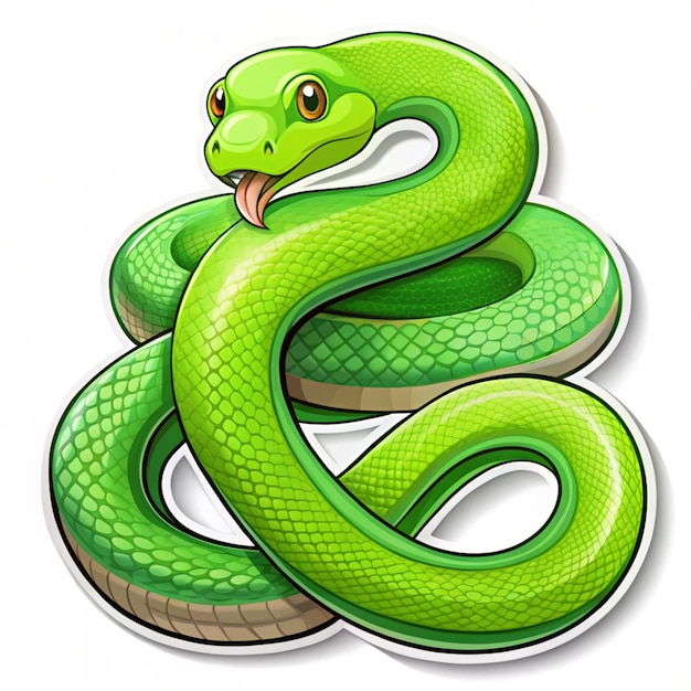 Photo a green snake with a green head and a white background