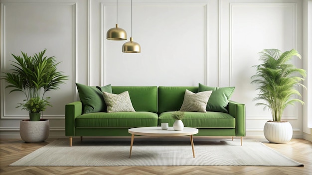 green sofa with green sofa and a coffee table