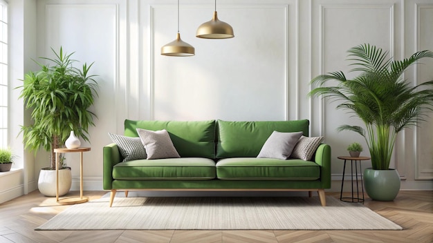 green sofa with a green sofa and a green sofa