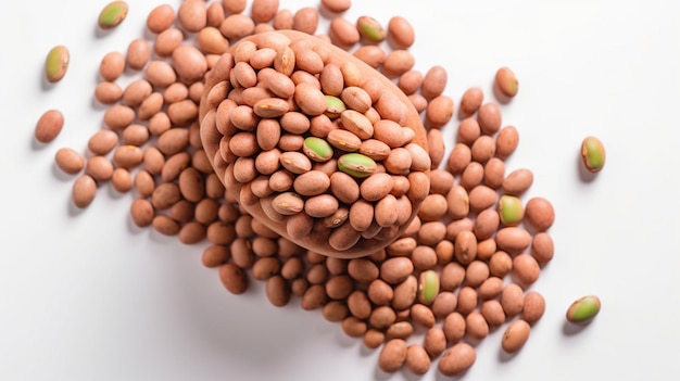 green soybeans on white background