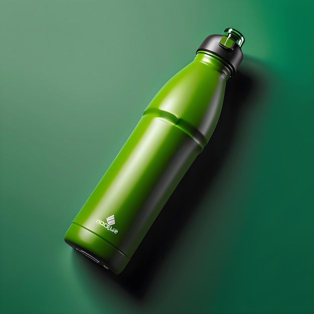 Photo green sport water bottle isolated on green background 3d illustration