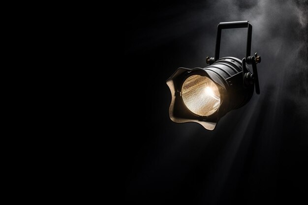 Photo green spotlight of lighting with black background