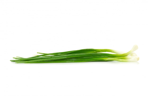 Green Spring Onion on white background