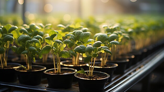 green sprouts in the ground in the garden