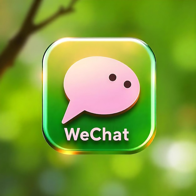 a green square with a pink bubble on it that says quot we chat quot