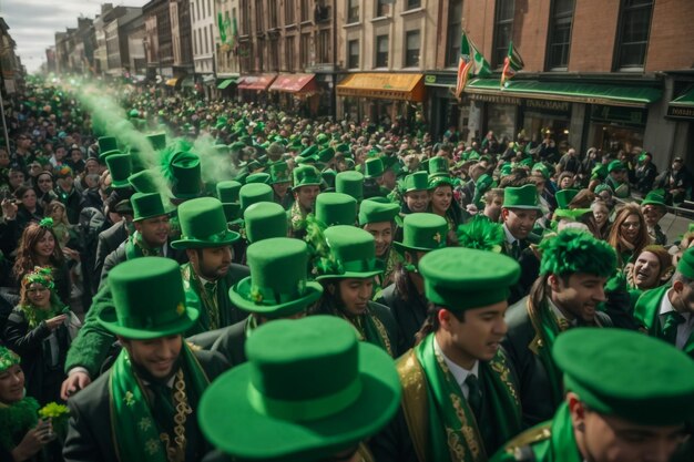 Above the Green St Patricks Day Celebration from the Sky