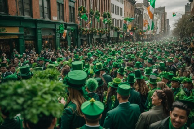 Above the Green St Patricks Day Celebration from the Sky