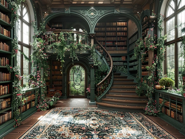 a green staircase with a green staircase and a staircase with a green staircase that says  the word  on it