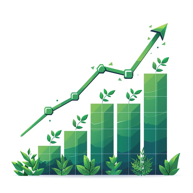 Green stock chart going up