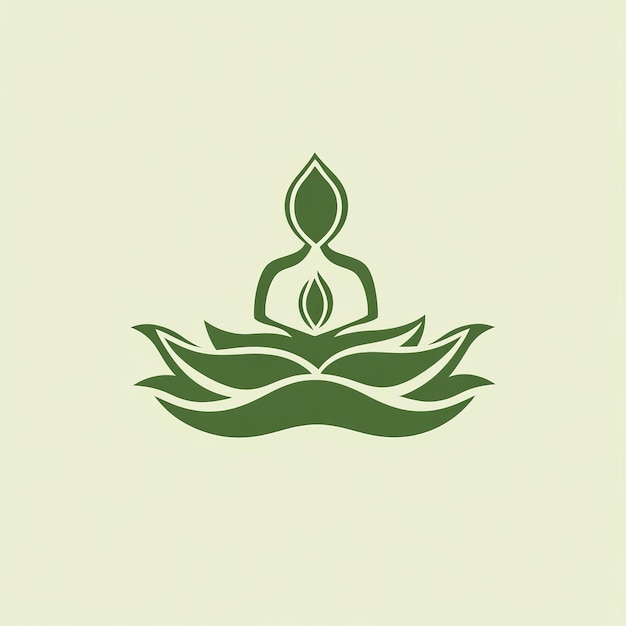 Photo green stylized lotus flower with person sitting in the center