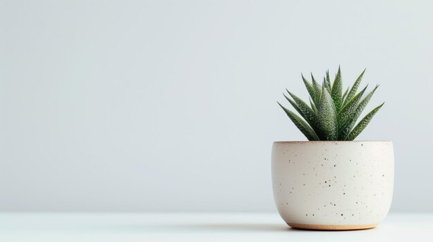 Green succulent plant in a white pot