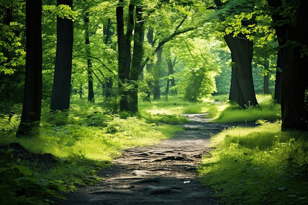 Green Summer Forest Backdrop Beautiful Spring Landscape with Lush Trees and Leaves for Nature