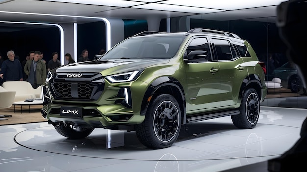 a green suv with the word toyota on the front