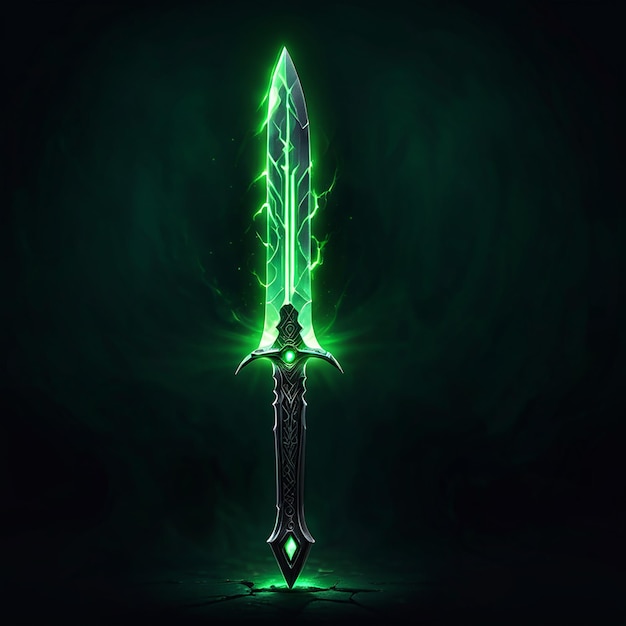 Photo a green sword with a green glow and a green glow