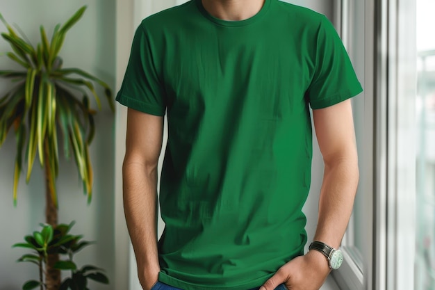 Photo green t shirt with blank front