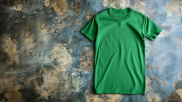 Photo a green t - shirt with a pattern of the word t - shirt on it