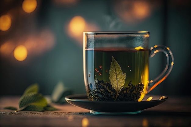 Green Tea Cup Illustration AI Generative