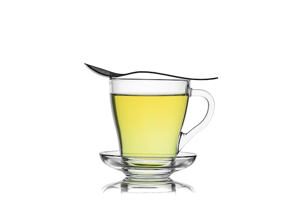 Green tea cup isolated on white background