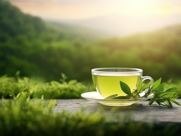 Green tea natural background