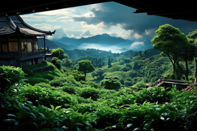 Green tea plantation on mountain