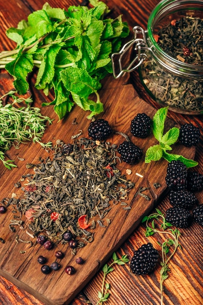 Green Tea with Blackberry Mint and Thyme