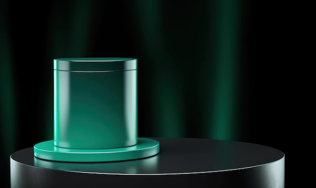 A green topper sits on a table in front of a black background.