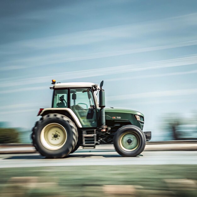 Photo a green tractor with the word quot tractor quot on the side of the road