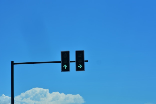 Green traffic lights at the intersection