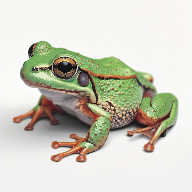 Green tree frog isolated on white background