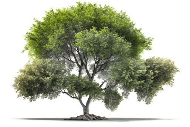 green tree isolated on white background generative ai illustration