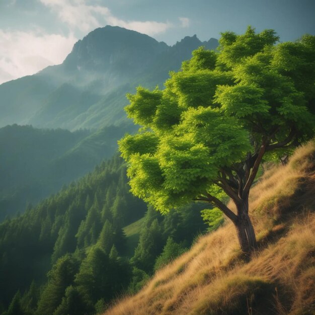 Green trees near mountain during