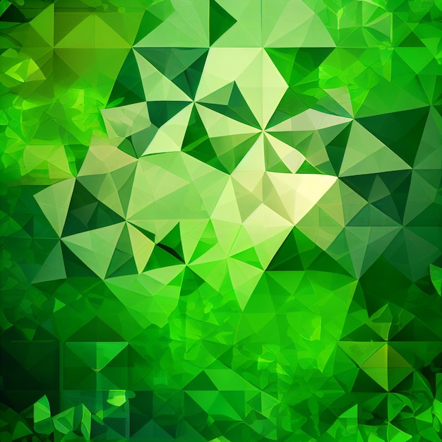 Green triangle abstract background Green triangle abstract texture Template for Saint Patrick's Day greeting card Copy space Place for text