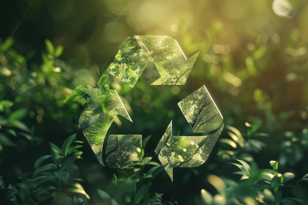 Green Triangular Eco Recycle Concept on Natural Background