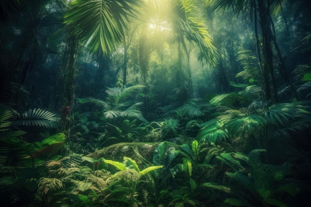 Green tropical forest Generate Ai