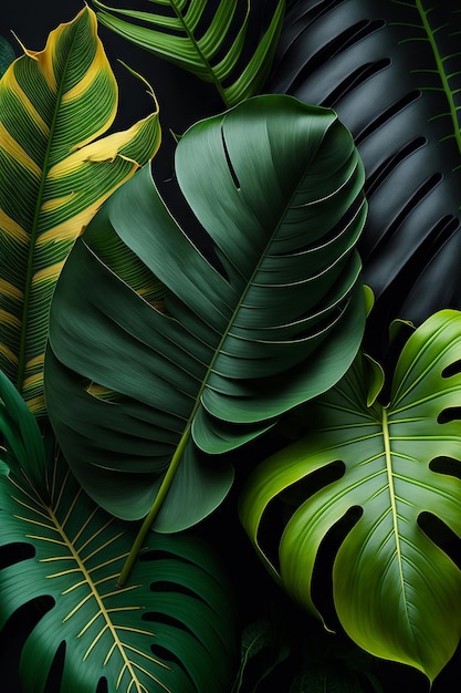 Green tropical leaves background