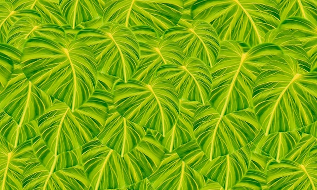 Green tropical leaves watercolor paint spring nature wallpaper background