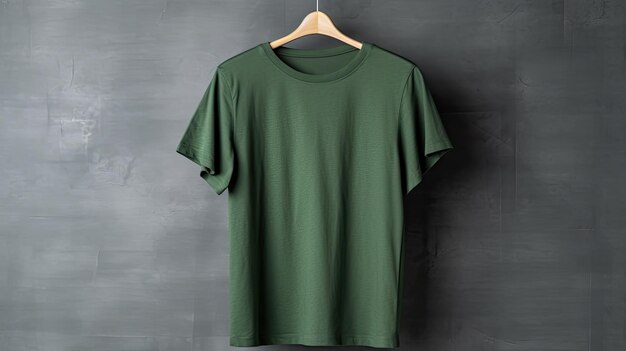 Green tshirt on a hanger photo realistic illustration